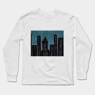 Snowy Night In New York City Long Sleeve T-Shirt